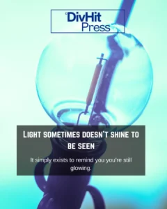 Macro shot of clear bulb glowing softly — conceptual photo by DivHit Press symbolizing inner light and inspiration.