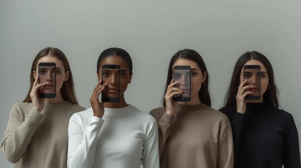 Image concept: The filtered Self - Visuals by DivHit Press AI Studio/Canva Edit